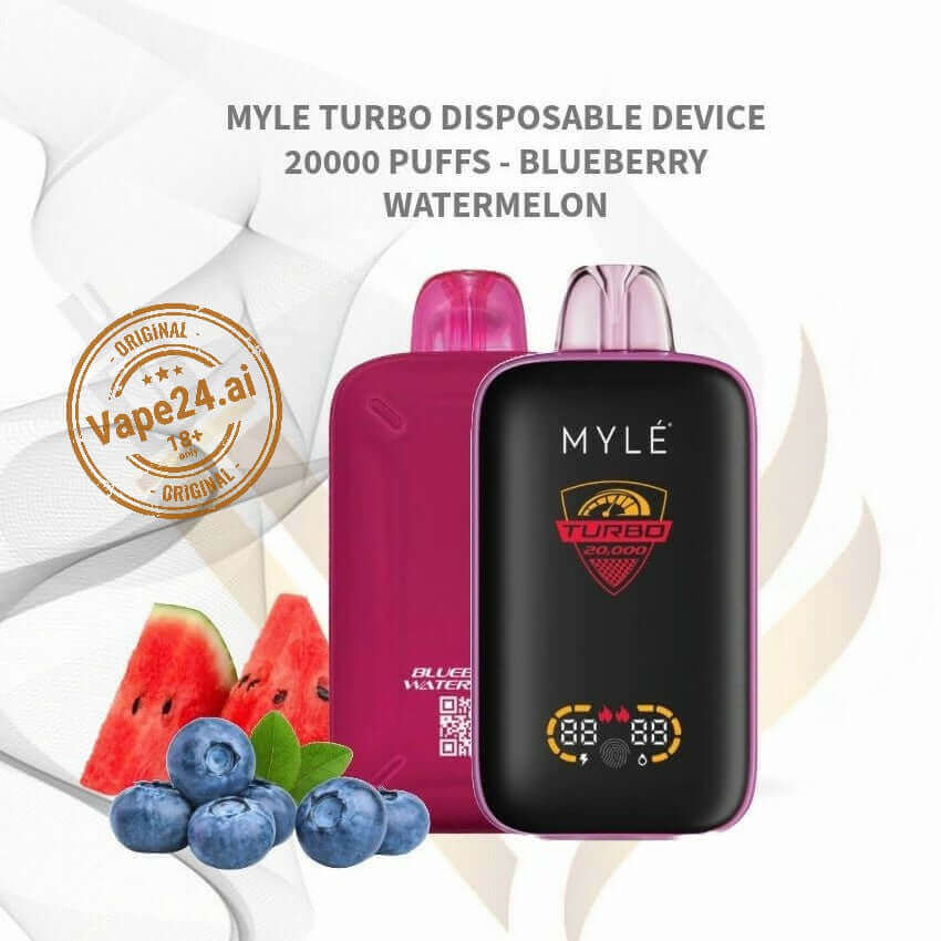 MYLE Turbo 20000 Puffs 50MG Disposable Vape - Rechargeable Flavors ::: Blueberry Watermelon