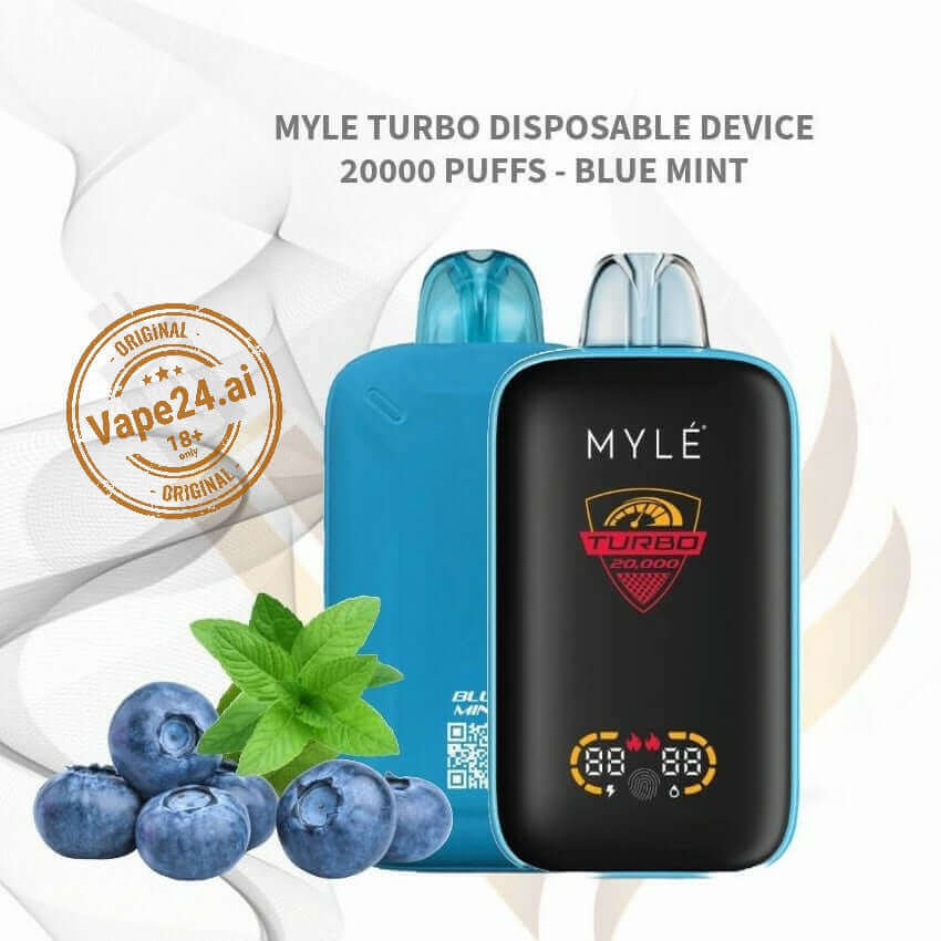 MYLE Turbo 20000 Puffs 50MG Disposable Vape - Rechargeable Flavors ::: Blue Mint