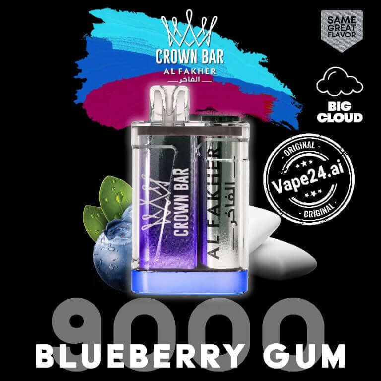 Buy Al Fakher Crown Bar 9000 Puffs Disposable Vape in UAE Flavor-: Blueberry Gum