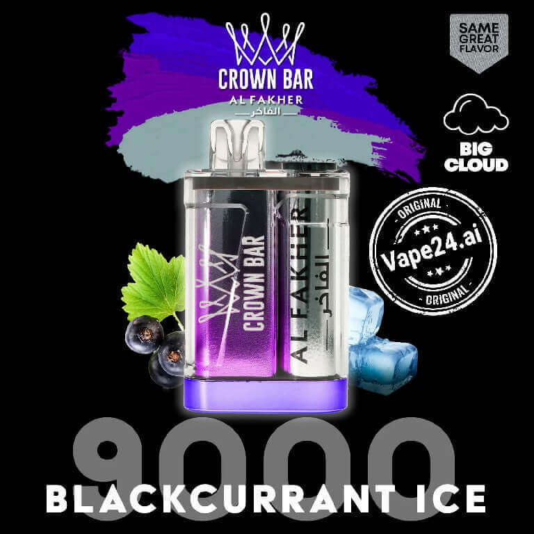 Buy Al Fakher Crown Bar 9000 Puffs Disposable Vape in UAE Flavor-: Blackcurrant Ice