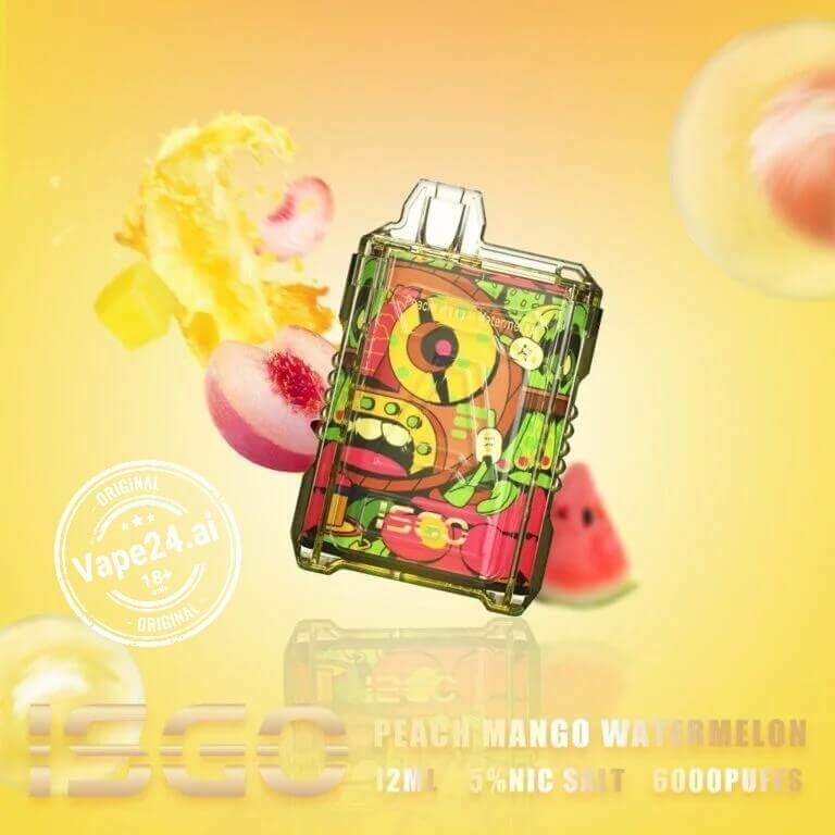 Isgo Drum Box 6000 Puffs Disposable Vape DubaiFLAVOR ::: Peach Mango Watermelon