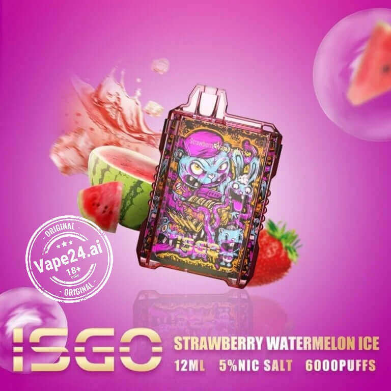 Isgo Drum Box 6000 Puffs Disposable Vape DubaiFLAVOR ::: Strawberry Watermelon Ice