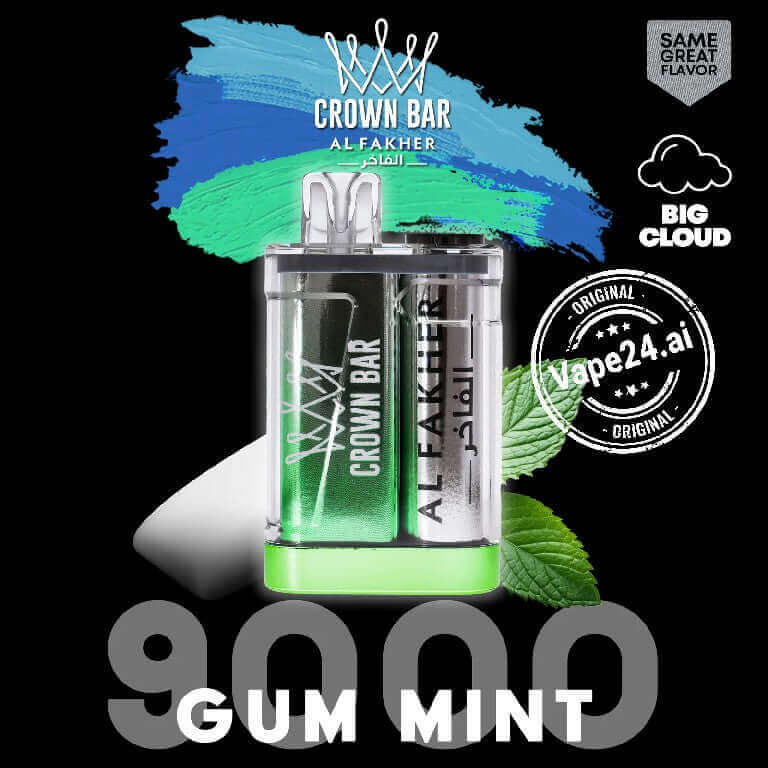 Buy Al Fakher Crown Bar 9000 Puffs Disposable Vape in UAE Flavor-: Gum Mint