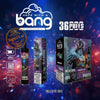 Bang disposable vape pen showcasing Grape Ice flavor with 36 puffs, featuring mesh coil technology.