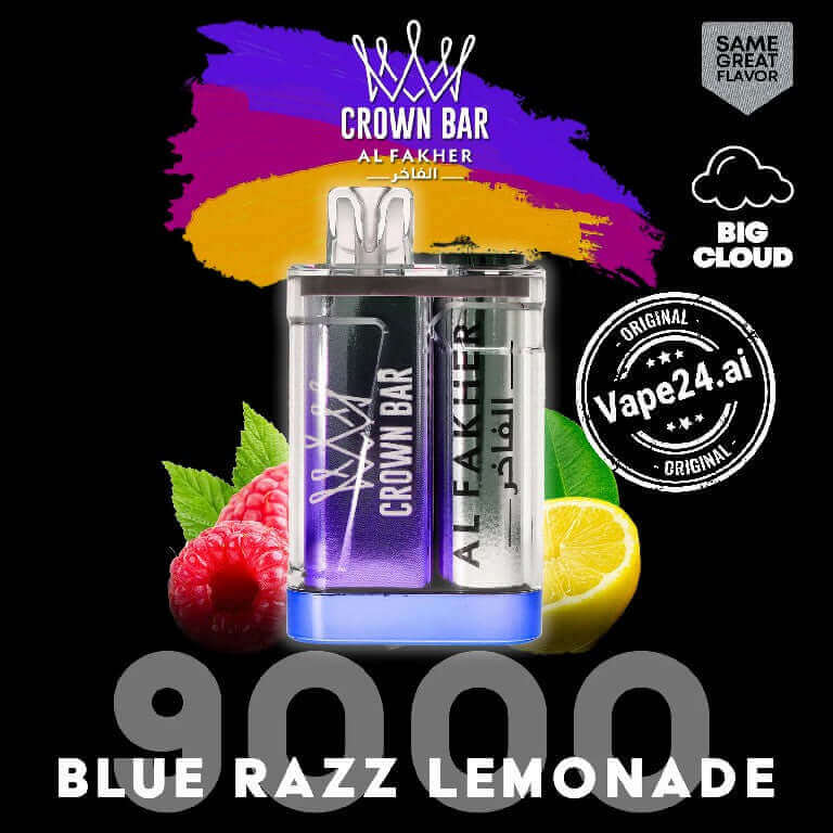 Buy Al Fakher Crown Bar 9000 Puffs Disposable Vape in UAE Flavor-: Bluerazz Lemonade