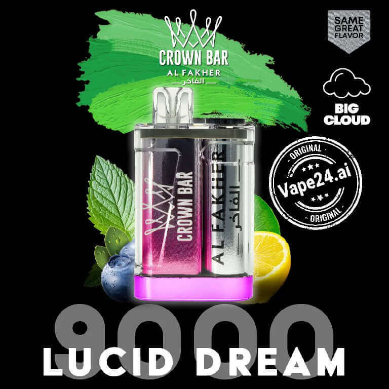 Buy Al Fakher Crown Bar 9000 Puffs Disposable Vape in UAE Flavor-: Lucid Dream