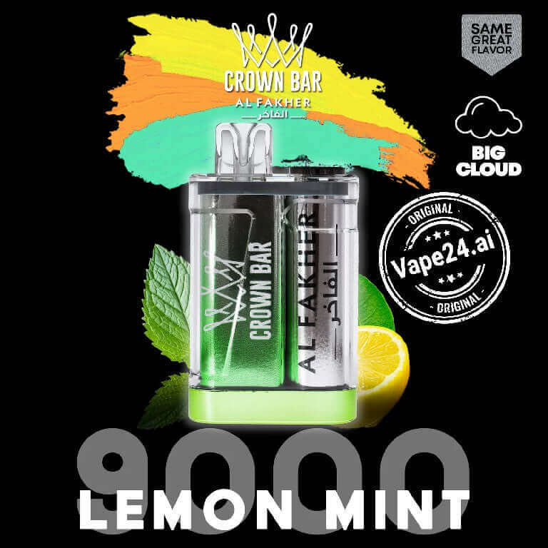 Buy Al Fakher Crown Bar 9000 Puffs Disposable Vape in UAE Flavor-: Lemon Mint