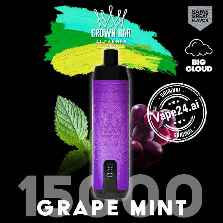 Al Fakher Crown Bar 15000 Disposable Vape in DubaiFLAVOR-: Grape Mint