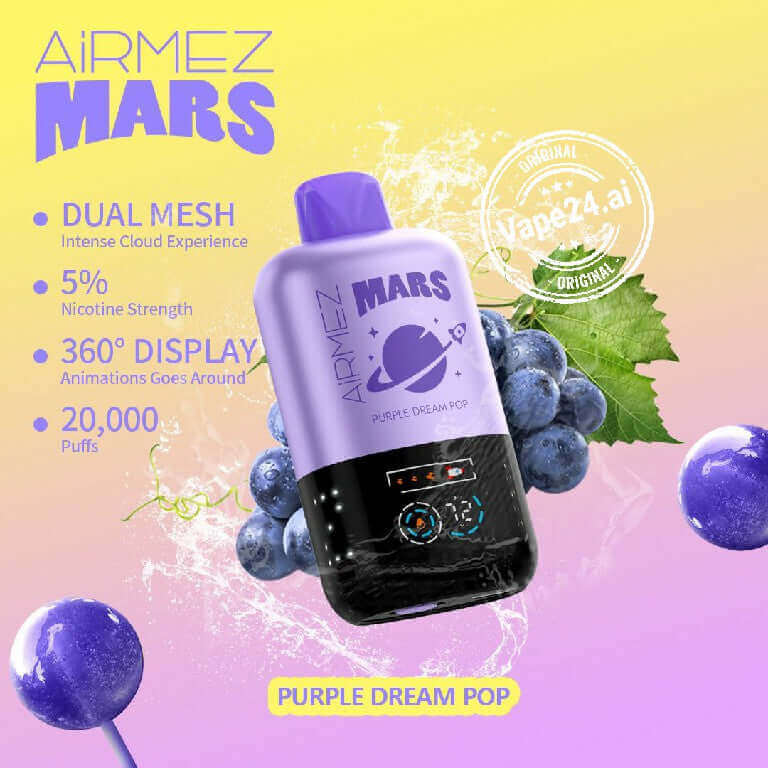 Airmez Mars 20000 Puffs Vape in Dubai | 10% Off Box OrderFLAVOR-: Purple Dream Pop