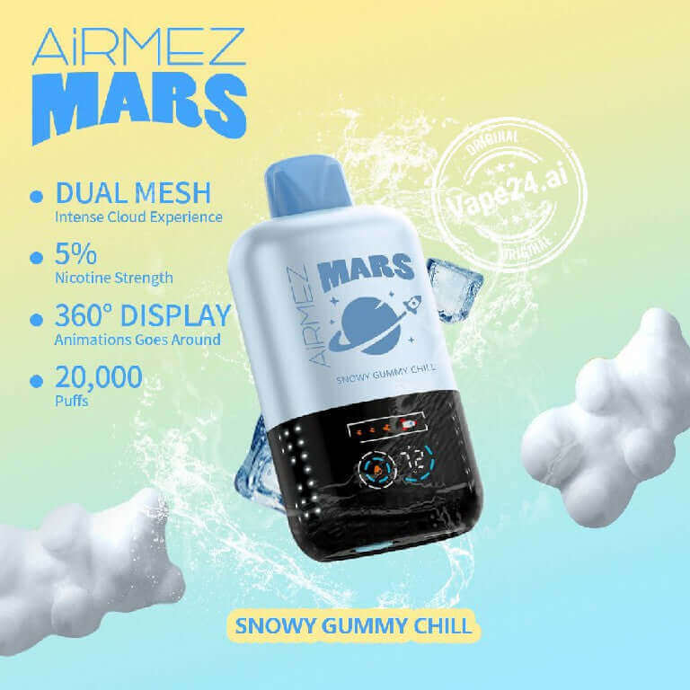 Airmez Mars 20000 Puffs Vape in Dubai | 10% Off Box OrderFLAVOR-: Snowy Gummy Chill