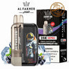 Al Fakher Ultra 25000 Puffs Disposable Vape by Crown Bar in Blackcurrant Ice flavor, with packaging and ice graphics.