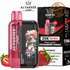 Al Fakher Ultra 25000 Puffs Disposable Vape Strawberry Punch, featuring vibrant packaging and strawberries.