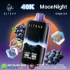 ELFBAR Moon Night 40000 puffs disposable vape in Grape Ice flavor with icy elements, ideal for vaping enthusiasts.
