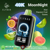 ELFBAR Moon Night Disposable Vape 40K Puffs with kiwi, passion fruit, and guava flavor on vibrant background.