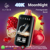 ELFBAR MoonNight 40000 Puffs Disposable Vape with Pomegranate Burst flavor and warning label, available in Dubai.