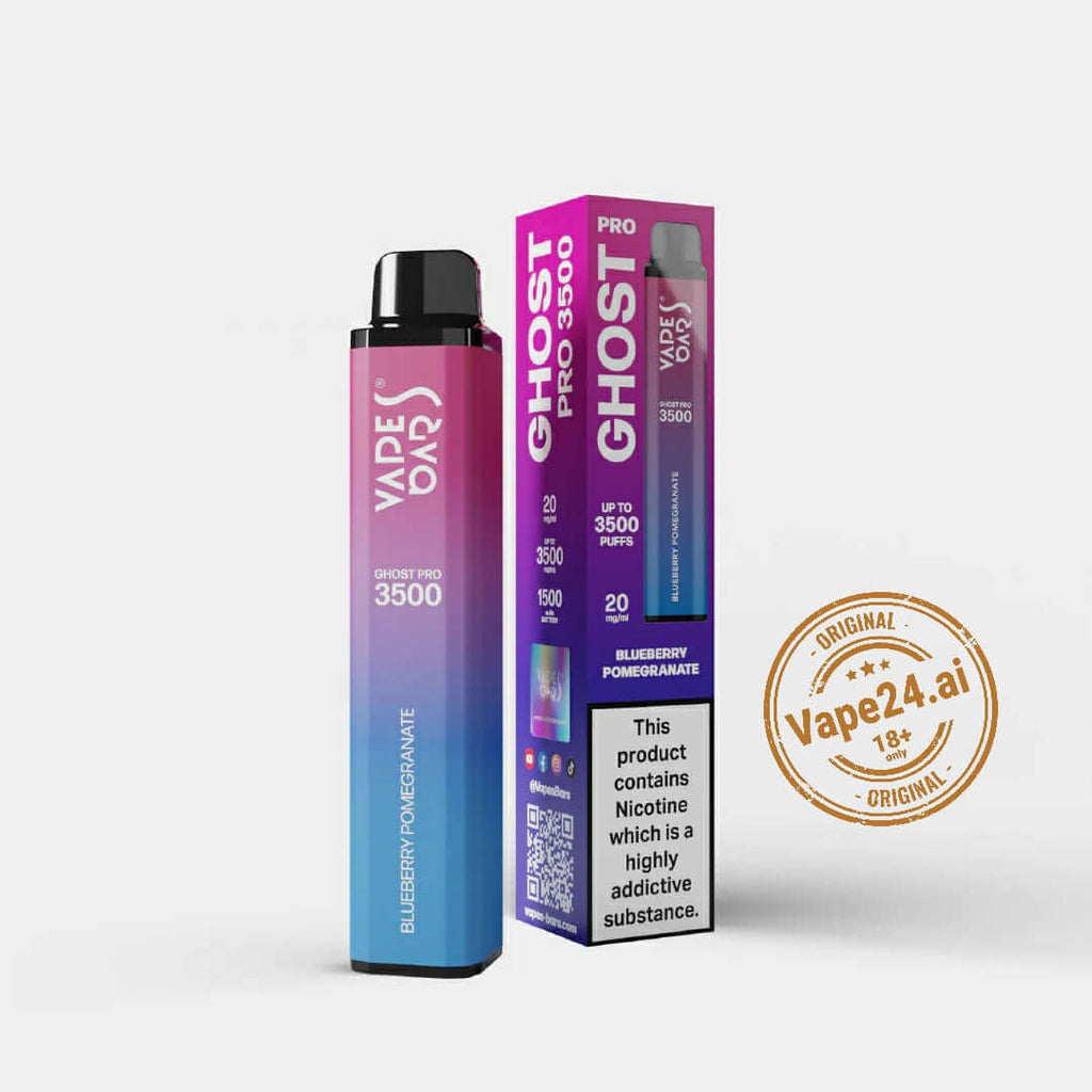 Vape Bar Ghost Pro 3500 Puffs Blueberry Pomegranate Flavor with Packaging, Available for Fast Delivery in UAE