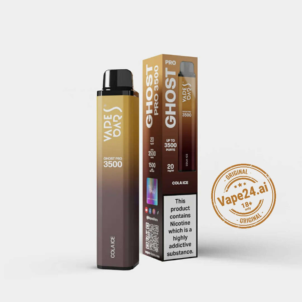 Vape Bar Ghost Pro 3500 Puffs disposable vape, sleek design with packaging, available for same-day delivery in Dubai.