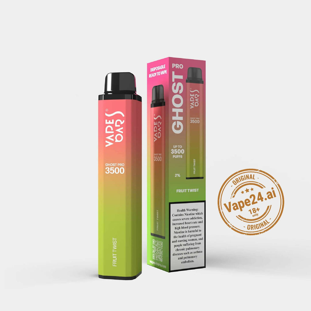 Vape Bar Ghost Pro 3500 Puffs in Fruit Twist flavor with packaging, available for online purchase and delivery in UAE.