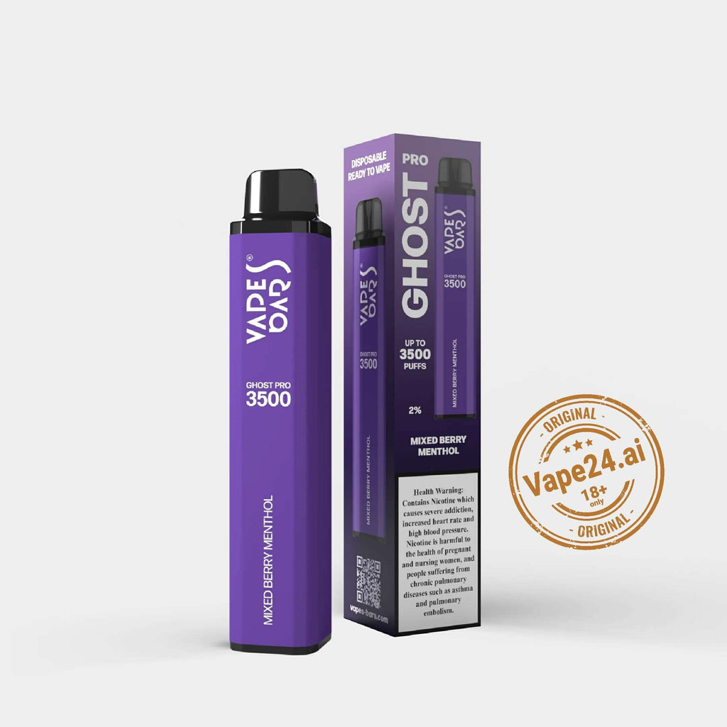 Vape Bar Ghost Pro 3500 Puffs Mixed Berry Menthol Disposable Vape with Box and Vape24.ai Seal