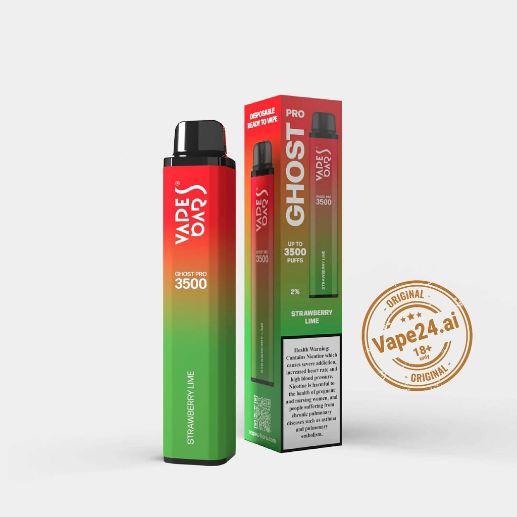 Vape Bar Ghost Pro 3500 Puffs in Strawberry Lime flavor with packaging, available for same-day delivery in Dubai from Vape24.ai
