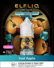 Elfliq Iced Apple vape juice bottle with decorative background