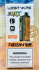 Lost Vape Thelema YAY Disposable Vape in Lemon Lime flavor with warning label and features highlighted