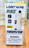 Lost Vape Thelema YAY disposable vape packaging featuring Peach Mango Ice flavor and nicotine warning.