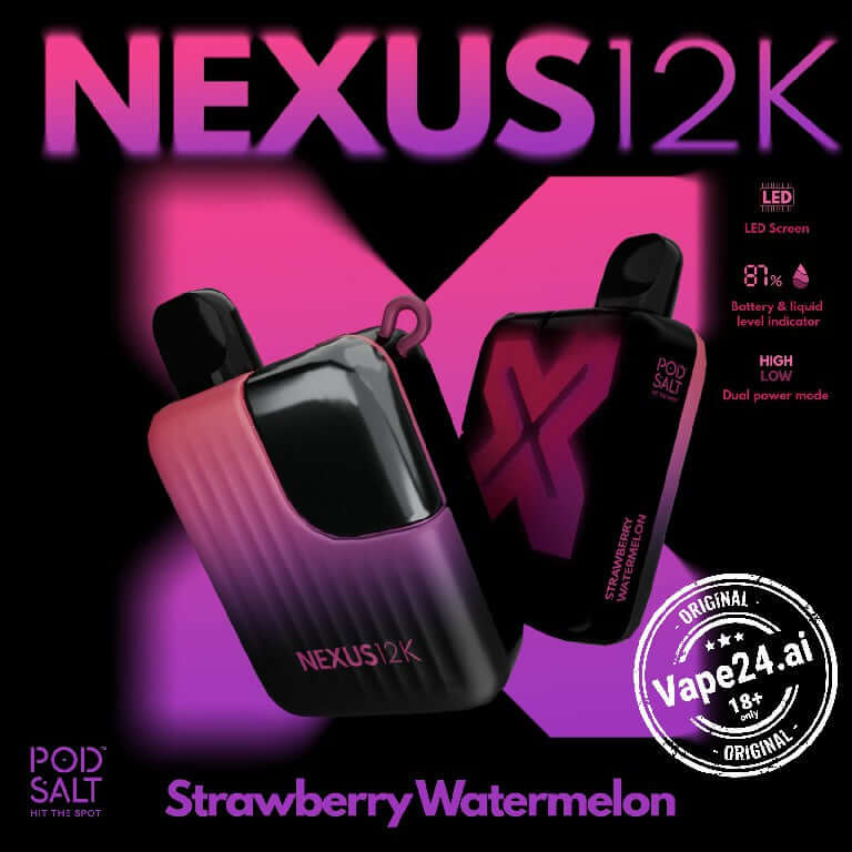 Buy Pod Salt Nexus 12000 Puffs Disposable Vape in Dubai UAE FLAVOR ::: Strawberry Watermelon