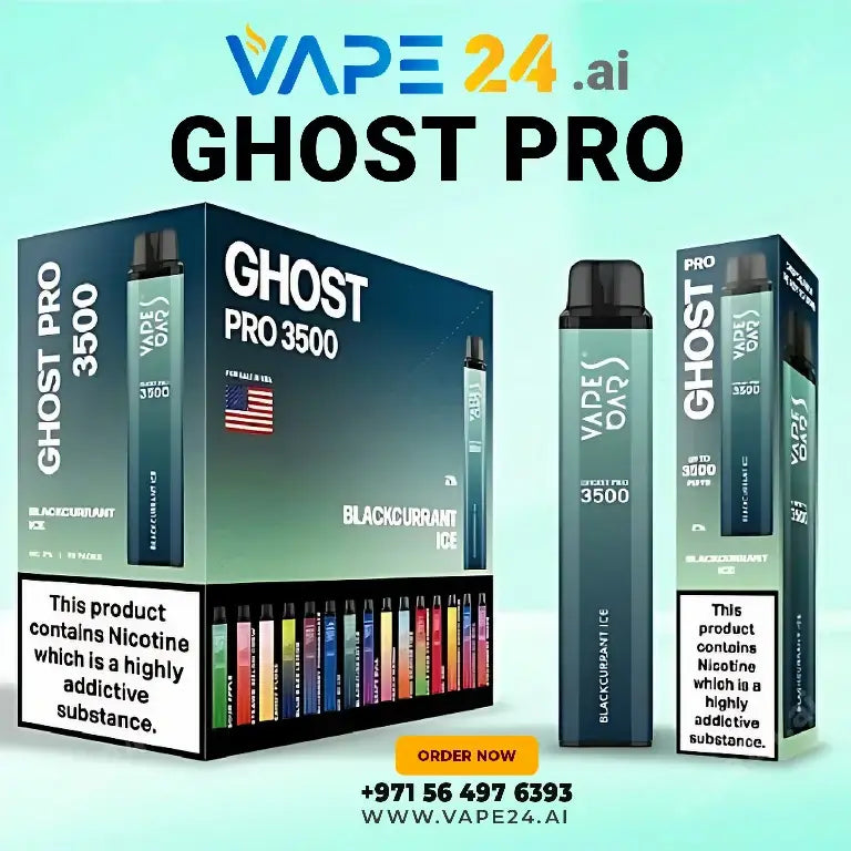 "Vape Bar Ghost Pro 3500 Puffs Blackcurrant Ice Disposable Vape Box Online in UAE"