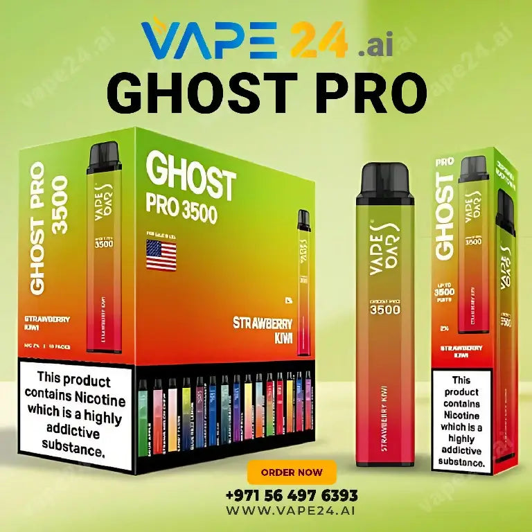 Ghost Pro 3500 Puffs Strawberry Kiwi Disposable Vape with Box Display - Order Online in UAE for Fast Delivery