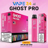 "Vape Bar Ghost Pro 3500 Puffs display with pink packaging and nicotine warning from Vape24.ai"