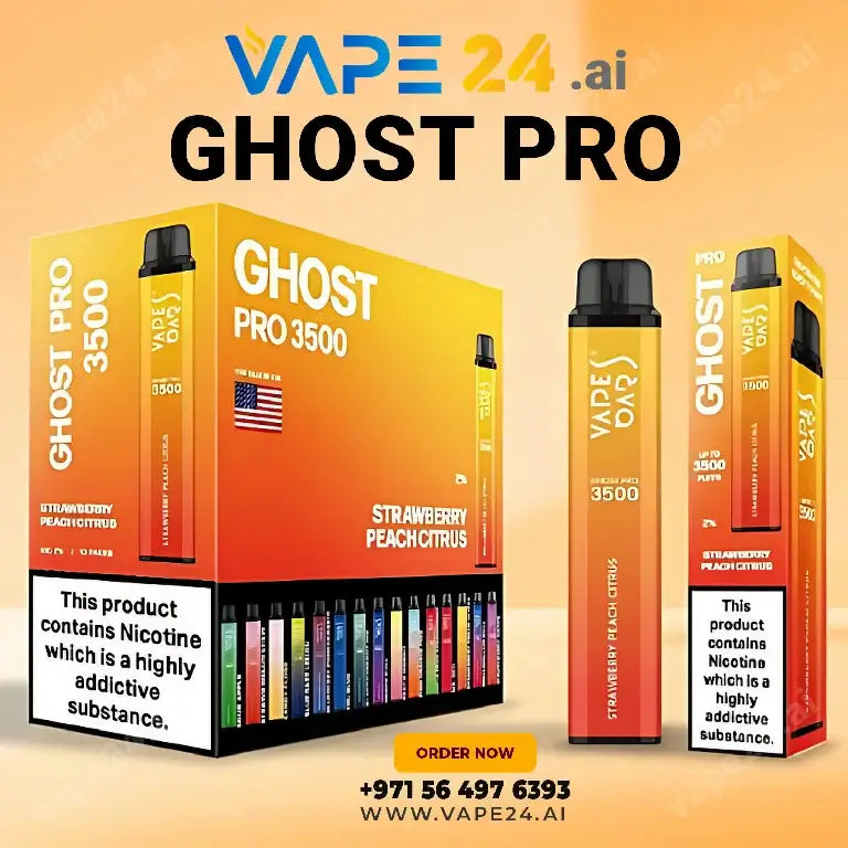 "Vape Bar Ghost Pro 3500 Puffs Strawberry Peach Citrus - Buy Disposable Vape Online in UAE with Same-Day Delivery"