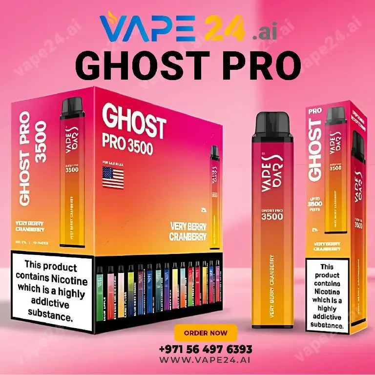 "Vape Bar Ghost Pro 3500 Puffs in Very Berry Cranberry flavor - Buy disposable vape online with express delivery in UAE."