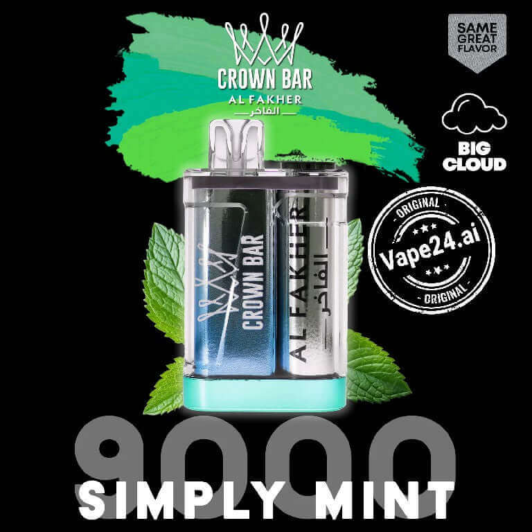 Buy Al Fakher Crown Bar 9000 Puffs Disposable Vape in UAE Flavor-: Simply Mint