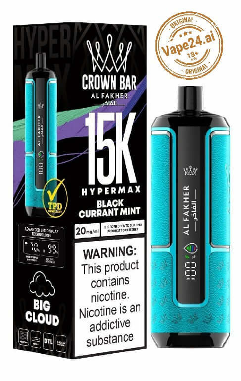 Al Fakher Crown Bar Hypermax 15000 Puffs Vape – Dubai FLAVOR ::: Black Currant Mint