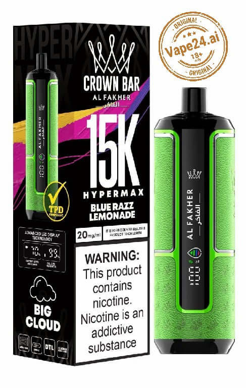 Al Fakher Crown Bar Hypermax 15000 Puffs Vape – Dubai FLAVOR ::: Blue Razz Lemonade