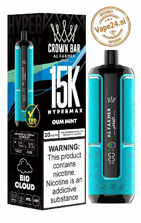 Al Fakher Crown Bar Hypermax 15000 Puffs Vape – Dubai FLAVOR ::: Black Currant Mint