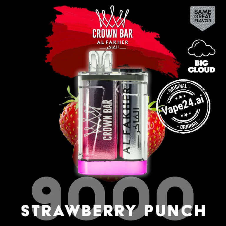 Buy Al Fakher Crown Bar 9000 Puffs Disposable Vape in UAE Flavor-: Strawberry Punch
