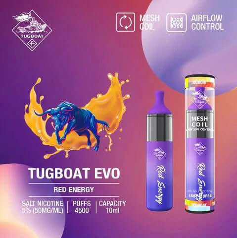 Tugboat Evo 4500 puffs Disposable Vape Best and popular 2023Flavors-: Red Energy