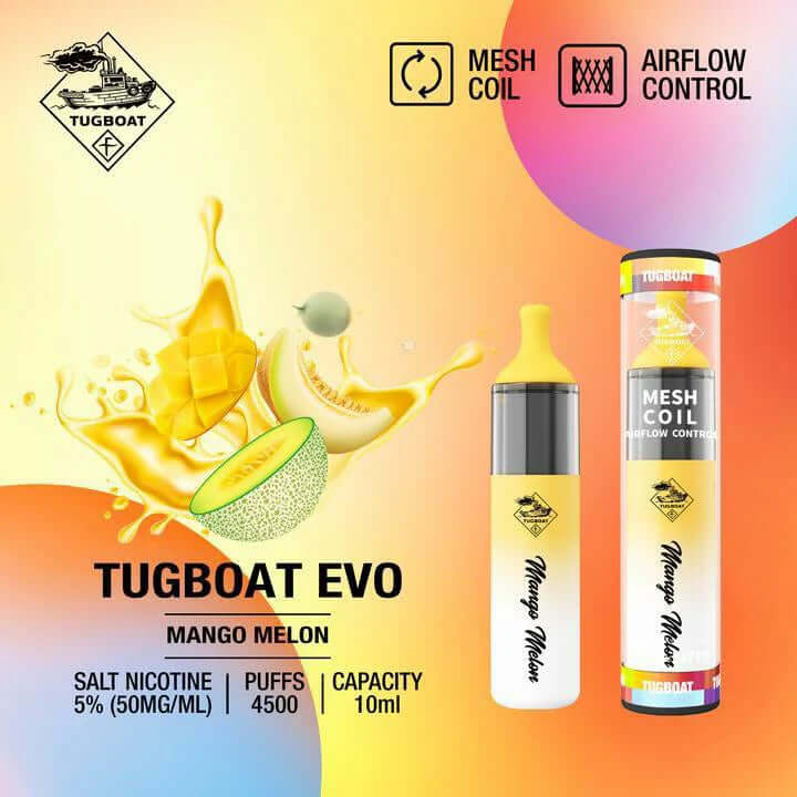 Tugboat Evo 4500 puffs Disposable Vape Best and popular 2023Flavors-: Mango Melon