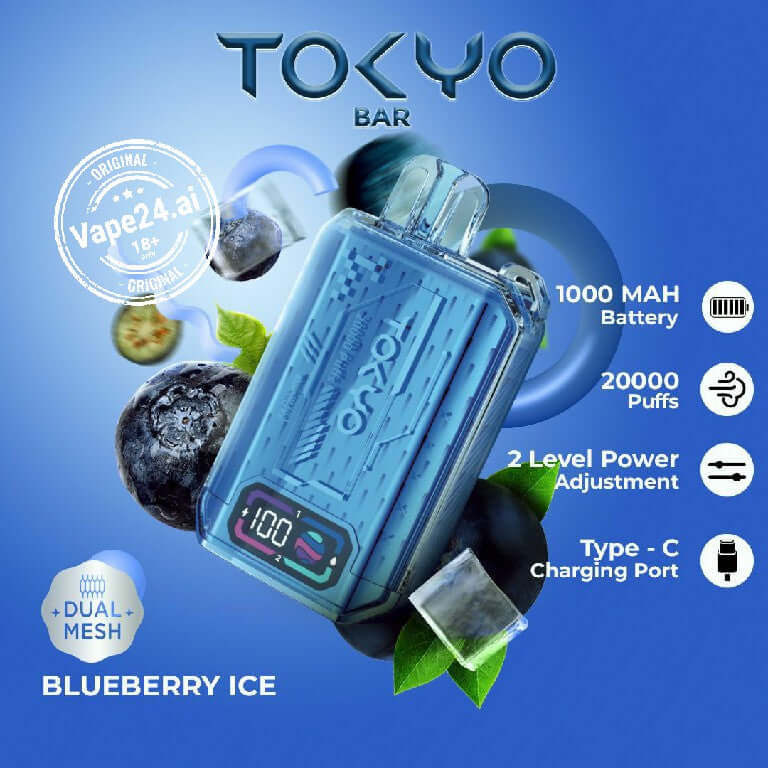 Buy TOKYO Bar 20000 Puffs Disposable Vape in Dubai FLAVOR ::: Blueberry ice