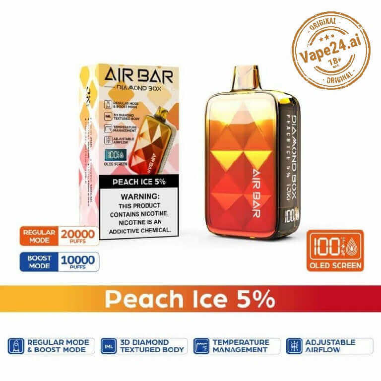 Air Bar Diamond Box 20000 Puffs - Best Vape in DubaiFlavors ::: Peach Ice