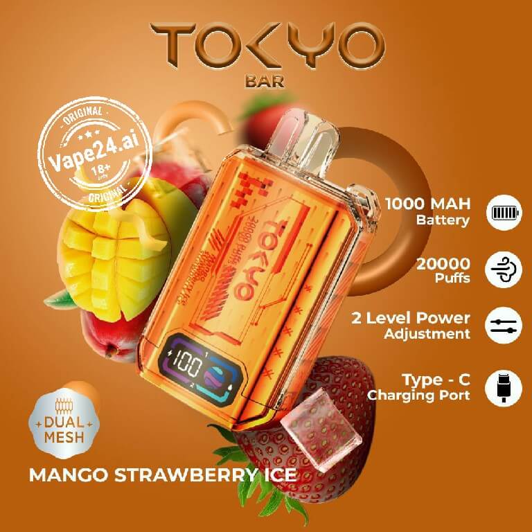 Buy TOKYO Bar 20000 Puffs Disposable Vape in Dubai FLAVOR ::: Mango strawberry ice