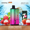 Crystal Fire Pro Ultra Vape 18000 puffs, 7UP Mojito and Mogu Mogu Lychee flavors, vibrant packaging and soda can.