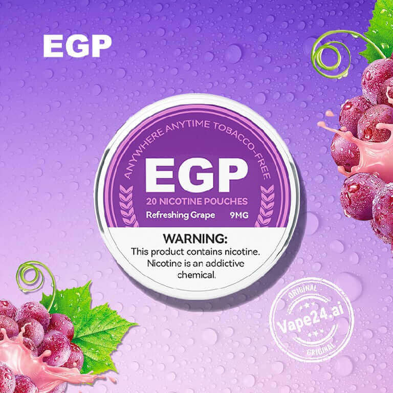 Buy EGP Nicotine Pouches in Dubai - Best Price 2024 Flavors- : Refershing grape – 9mg Nicotine