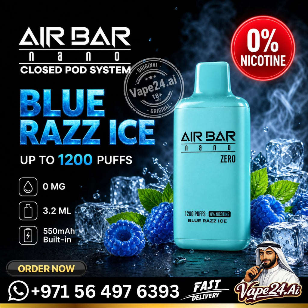 Air Bar Nano Zero Nicotine 1200 Puffs Disposable Vape  Blue Razz Ice