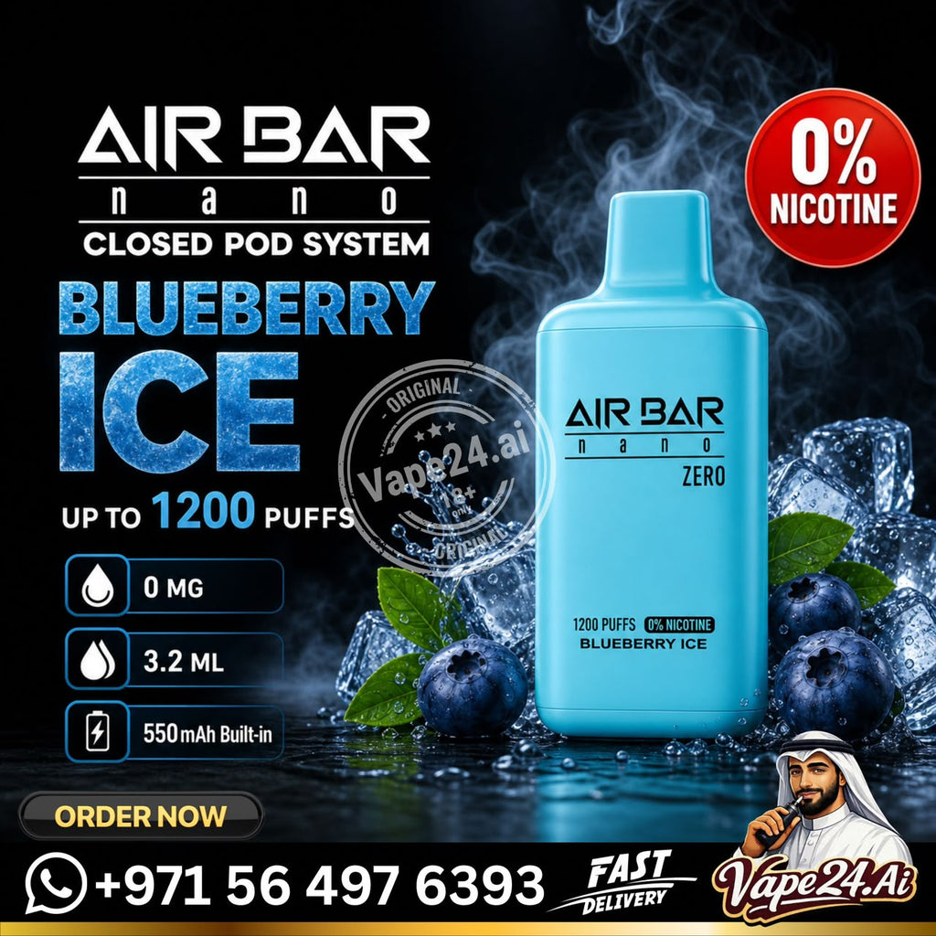 Air Bar Nano Zero Nicotine 1200 Puffs Disposable Vape  Blueberry Ice
