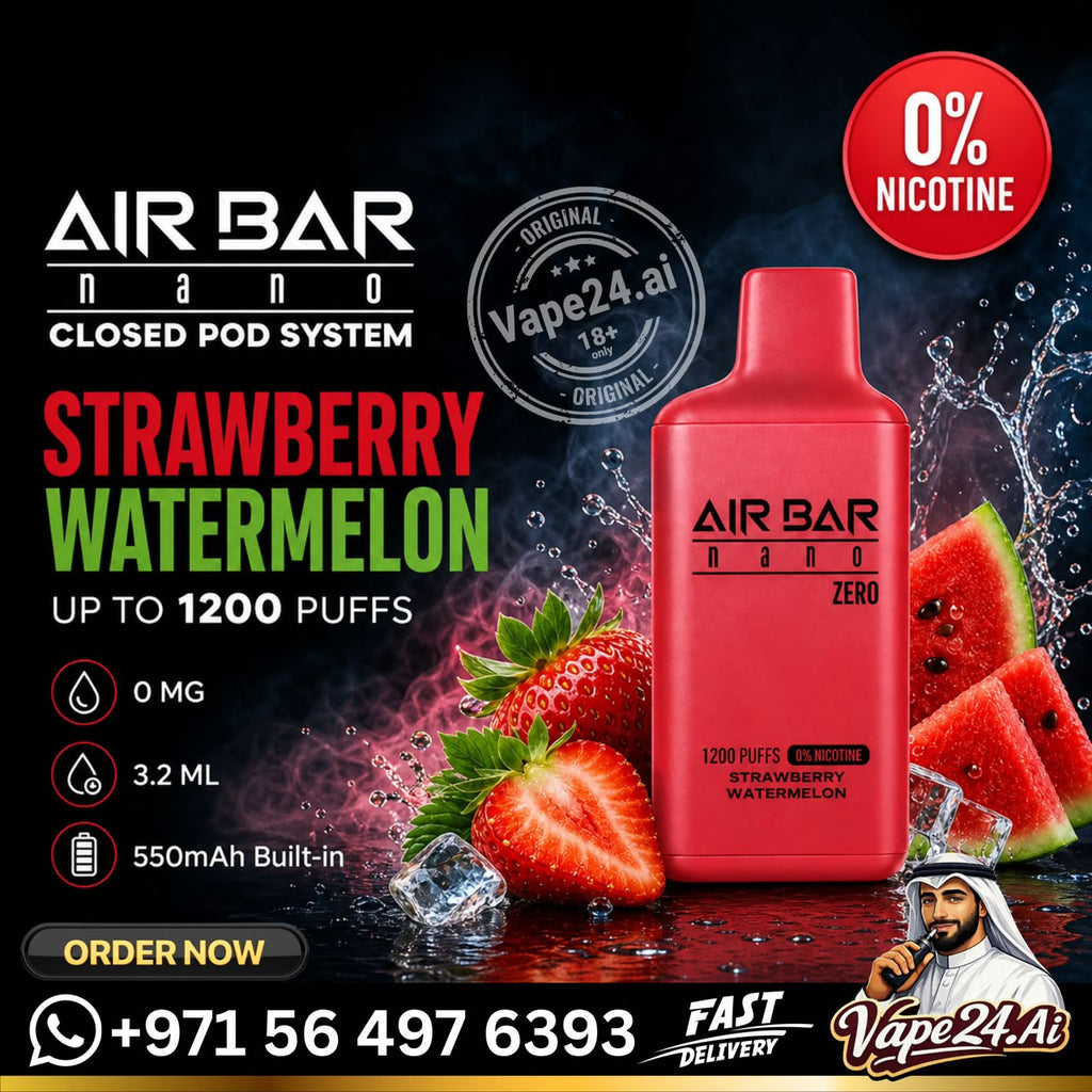 Air Bar Nano Zero Nicotine 1200 Puffs Disposable Vape  Strawberry Watermelon