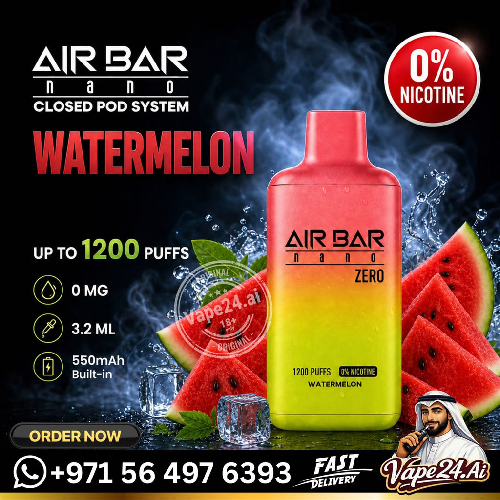 Air Bar Nano Zero Nicotine 1200 Puffs Disposable Vape  Watermelon
