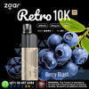 Zgar Retro 10K vape device with blueberries on a black background